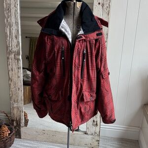 Men's Stylish Red Checkered Snowboard Jacket